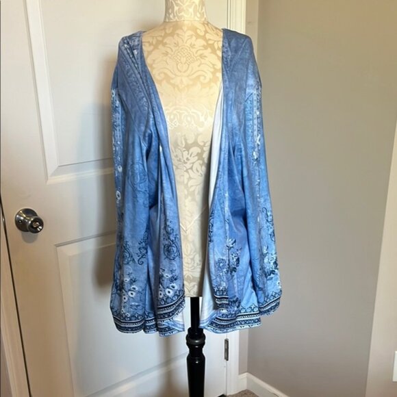 Blue Floral Kimono Cardigan - Picture 1 of 6